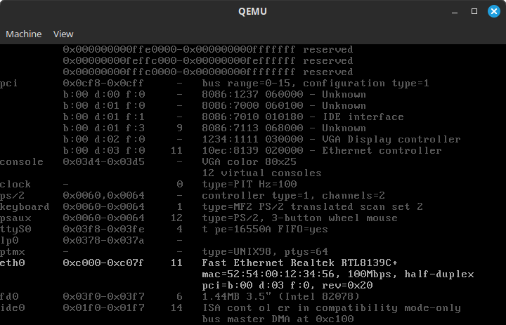 Support for RTL8139 network cards appears during the boot process.